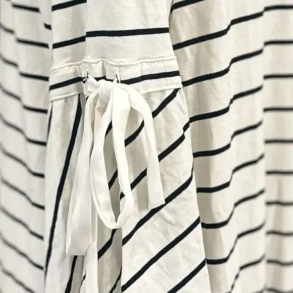 White House Black Market XL Striped Bell Sleeve Blouse with Ribbon Tie - Picture 4 of 11